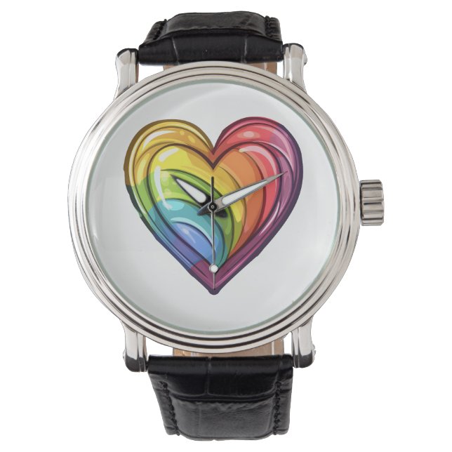 Reloj De Pulsera Diseño del corazón del orgullo gay (Anverso)