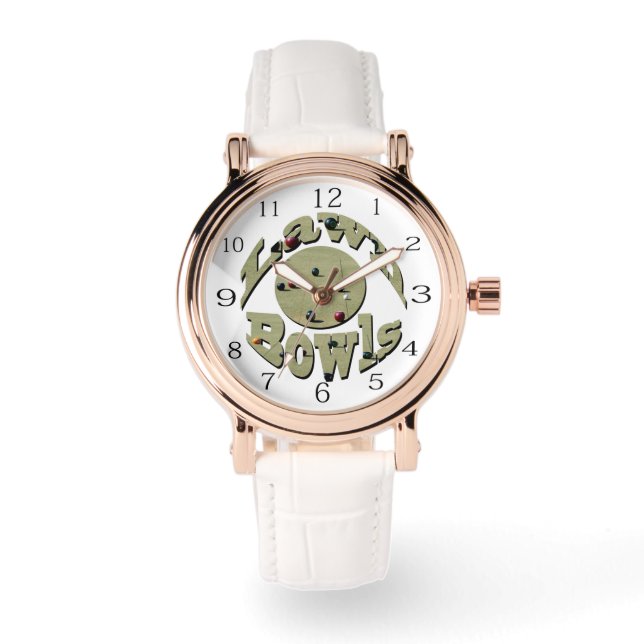 Reloj De Pulsera Diseño del nombre de los bolos de césped circular, (Anverso)