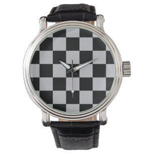 Reloj De Pulsera Diseño del patrón Ash Gray Gray Checker