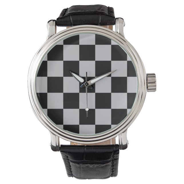 Reloj De Pulsera Diseño del patrón Ash Gray Gray Checker (Anverso)