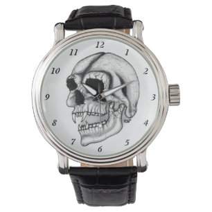 Reloj De Pulsera Diseño en blanco y negro del cráneo de vampiros