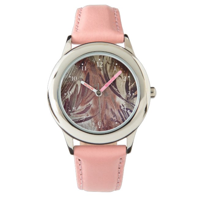 Reloj De Pulsera Diseño floral marrón abstracto 2 (Anverso)