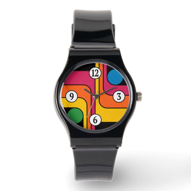 Reloj De Pulsera Diseño geométrico de estilo retro Mod de los 70 (Anverso)