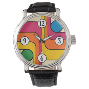 Reloj De Pulsera Diseño geométrico de estilo retro Mod de los 70