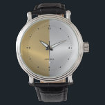 Reloj De Pulsera Diseño geométrico de pantalla dividida en oro y pl<br><div class="desc">Imagen de pantalla dividida en oro metálico y plata,  diseño geométrico moderno.</div>