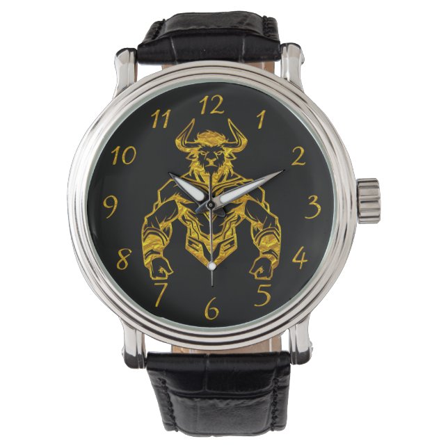 Reloj De Pulsera Diseño gráfico Gold Bold Bison (Anverso)