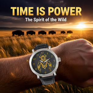 Reloj De Pulsera Diseño gráfico Gold Bold Bison