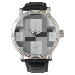 Reloj De Pulsera Diseño gráfico negro, blanco y gris