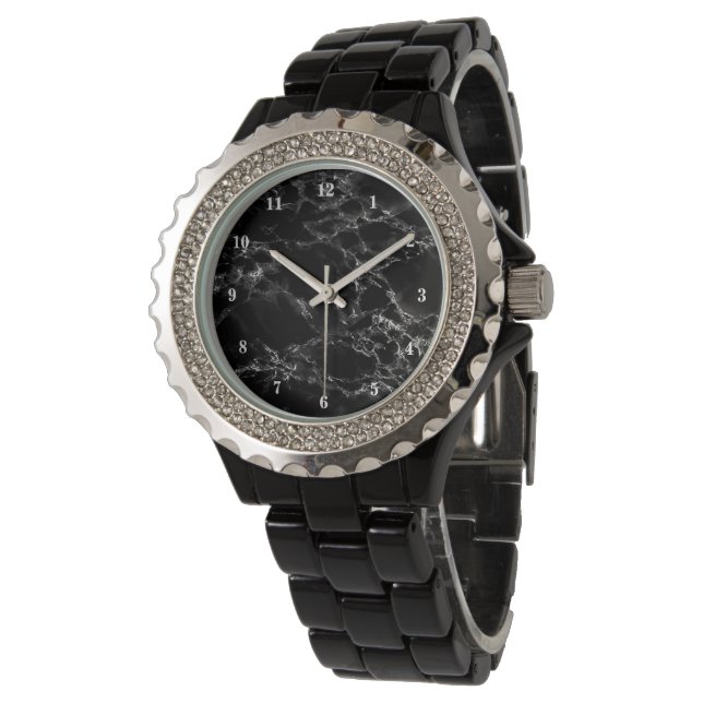 Reloj De Pulsera Diseño moderno de Black Marble Stone Watch (Angular)