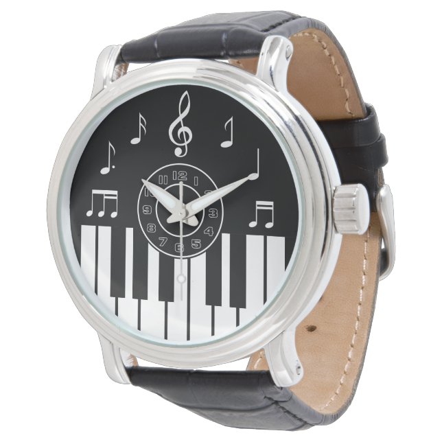 Reloj De Pulsera Diseño musical contemporáneo en blanco y negro (Angular)