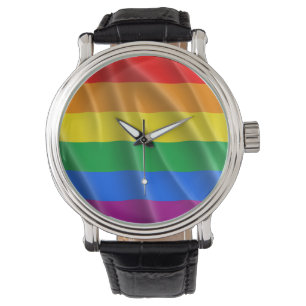 RELOJ DE PULSERA DISEÑO ONDULADO DE LA BANDERA DEL ORGULLO GAY -