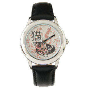 Reloj De Pulsera Diseño oriental lindo del gato del neko del estil