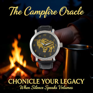 Reloj De Pulsera Diseño Patriótico Gold Bison