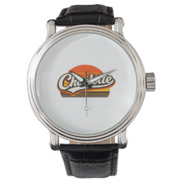 Reloj De Pulsera Diseño personalizado de nombre Charlotte Retro Sun