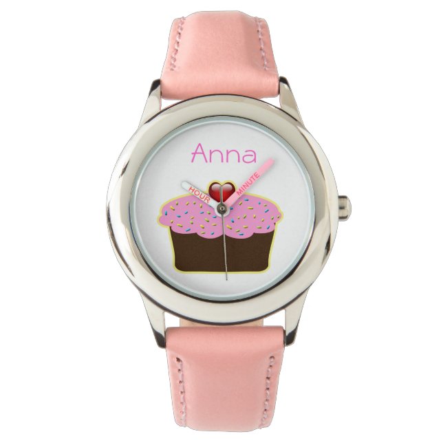 Reloj De Pulsera diseño personalizado de quequitos rosados bonitos (Anverso)