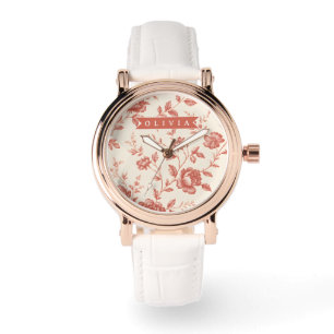 Reloj De Pulsera Diseño personalizado de toile floral delicado vint
