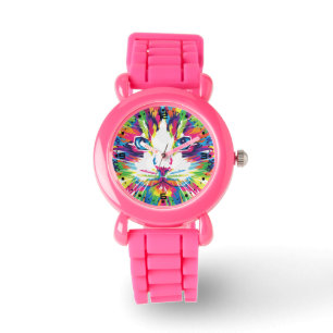 Reloj De Pulsera Diseño puramente geométrico de cara de gato-32453