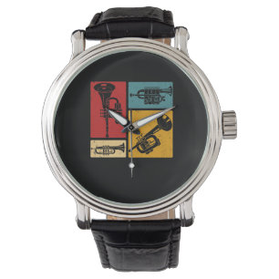 Reloj De Pulsera Diseño retro de jugador de trompeta de banda de m