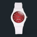 Reloj De Pulsera Diseño rojo deportivo personalizado<br><div class="desc">Reloj de diseño rojo listo para su personalización. ✔ NOTA: ¡SÓLO CAMBIA LAS ÁREAS DE PLANTILLA NECESARIAS! 😀 Si es necesario, puede eliminar el texto y empezar a agregar de nuevo el texto y la fuente que desee. 📌 Si necesita una mayor personalización, haga clic en el botón "Haga clic...</div>