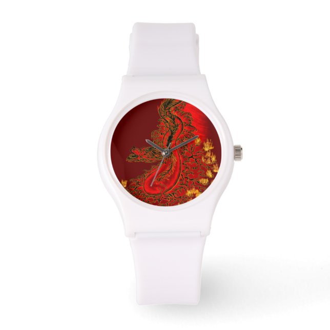 Reloj De Pulsera Diseño rojo y dorado de China Dragon (Anverso)