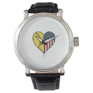 Reloj De Pulsera Diseño vectorial vintage de béisbol patriótico cor