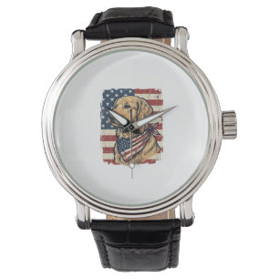 Reloj De Pulsera diseño vectorial vintage patriótico de Golden Retr