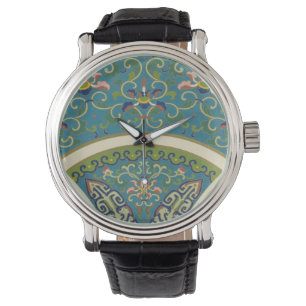 Reloj De Pulsera Diseños orientales azules con caras sonrientes