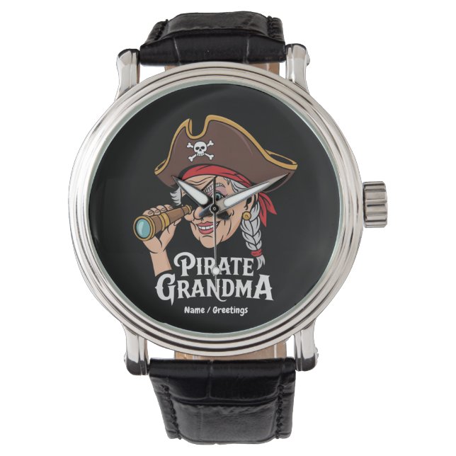 Reloj De Pulsera Disfraz de Halloween con abuela divertida y pirata (Anverso)