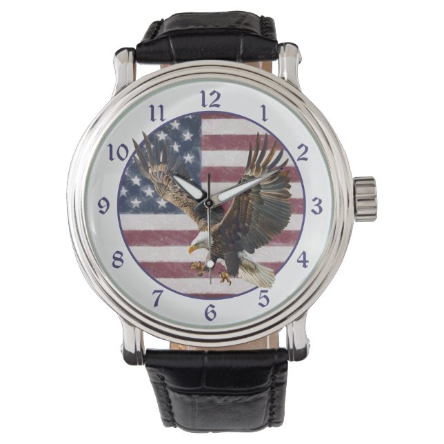 Reloj De Pulsera Distressed Flag Eagle Landing (Anverso)