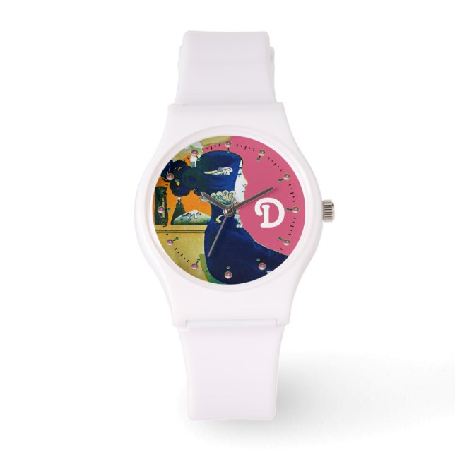 RELOJ DE PULSERA DIVA EN AZUL, BELLEZA DE MODA MONOGRAMA (Anverso)