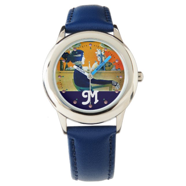 RELOJ DE PULSERA DIVA EN AZUL, BELLEZA DE MODA MONOGRAMA (Anverso)
