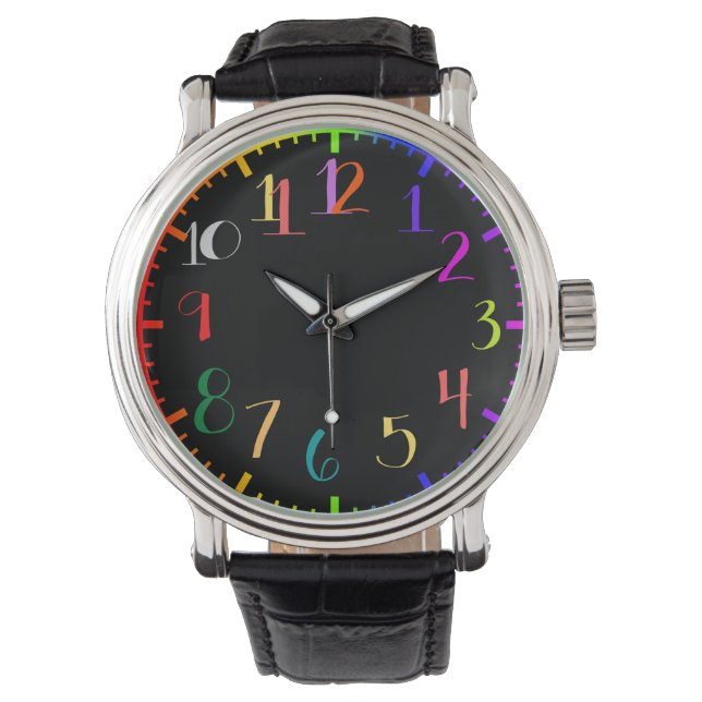 Reloj De Pulsera Diversión mirada psicodélica mirar con números col (Anverso)