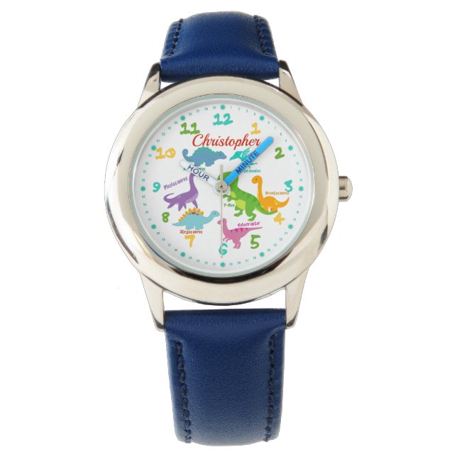 Reloj De Pulsera Diversos nombres de dinosaurios niños personalizad (Anverso)