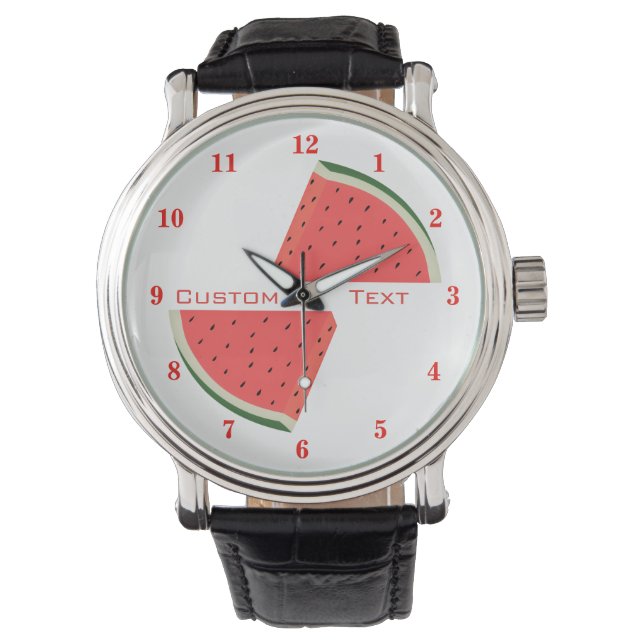 Reloj De Pulsera divertida Watermelon Watch con texto Personalizado (Anverso)