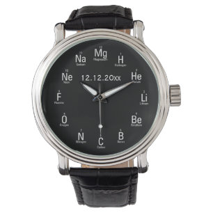 Reloj De Pulsera Divertido de elementos químicos Nerdy (con fecha)