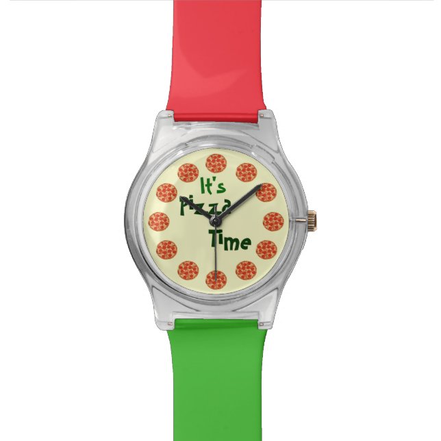 Reloj De Pulsera Divertido es tiempo de la pizza (De cerca)