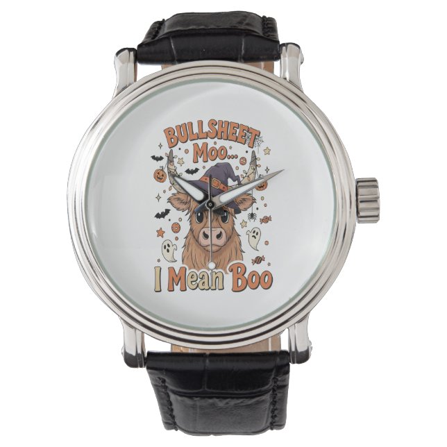 Reloj De Pulsera Divertido folleto de la vaca de Halloween quiero d (Anverso)