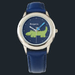 Reloj De Pulsera Divertido lagarto personalizado<br><div class="desc">Este reloj divertido cuenta con un ilustracion vectorial dulce de un caimán lindo,  y puede ser personalizado con el nombre,  el monograma,  el original o cualquier texto de su elección para un regalo perfecto para el personalizado.</div>