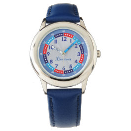 Reloj De Pulsera Divertido Moderno Estilo Azul Nombre personalizado