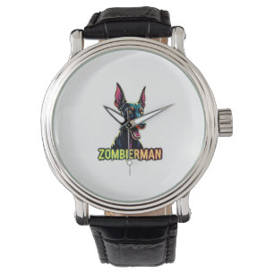 Reloj De Pulsera Doberman Dobie Doby Dobermann Perro Zombie Hallowe