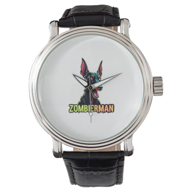 Reloj De Pulsera Doberman Dobie Doby Dobermann Perro Zombie Hallowe (Anverso)