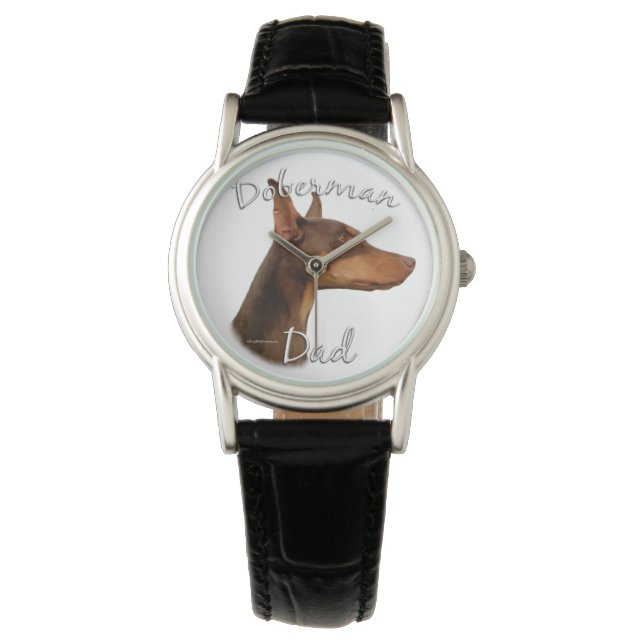 Reloj De Pulsera Doberman Pinscher (rojo) Papá 2 (Anverso)