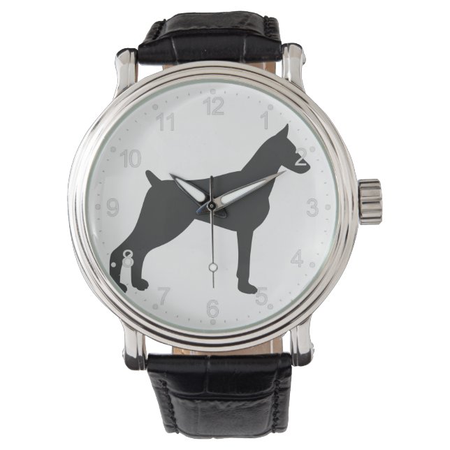 Reloj De Pulsera Doberman Pinscher Silhouette (Anverso)