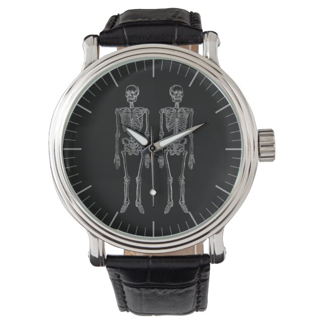 Reloj De Pulsera Doble esqueleto humano blanco (Anverso)
