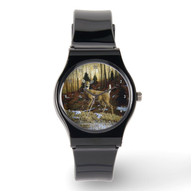 Reloj De Pulsera Doe de ciervo blanco en bosque otoñal (Anverso)