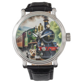 Reloj De Pulsera Dog Greeting steam train