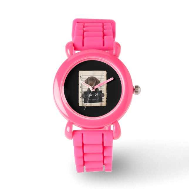 Reloj De Pulsera Dog Lover | Chocolate Labrador Perro malo (Anverso)