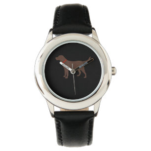 Reloj De Pulsera Dog Lover   Silueta de perro de chocolate Labrador