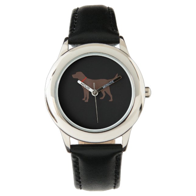 Reloj De Pulsera Dog Lover | Silueta de perro de chocolate Labrador (Anverso)
