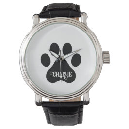 Reloj De Pulsera Dog Paw Name Silhouette Design